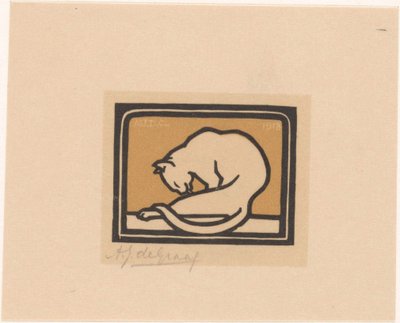 Sich waschende Katze von Julie de Graag (signed by artist)