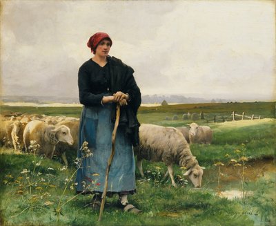 Eine Schäferin mit ihrer Herde von Julien Dupre