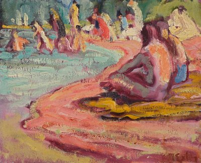 Badende am Strand von Julius Exter