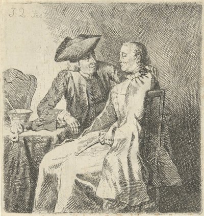 Mann und Frau an einem Tisch von Julius Henricus Quinkhard