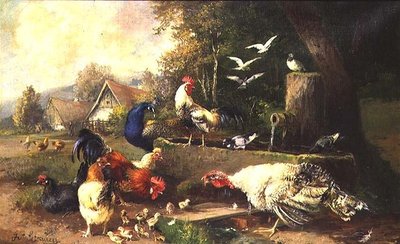 Geflügel bei einer Pumpe von Julius Scheuerrer
