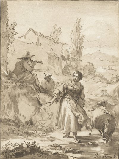 Hirte mit Schalmei von Jurriaan Cootwijck