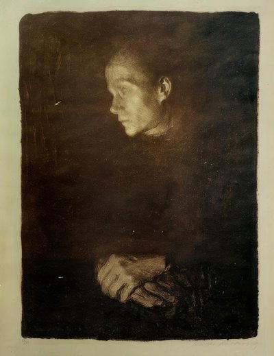 Arbeiterfrau im Profil nach links von Käthe Kollwitz