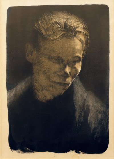 Brustbild einer Arbeiterfrau mit blauem Tuch von Käthe Kollwitz
