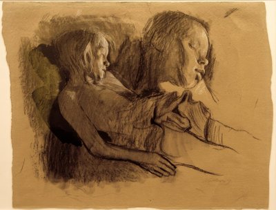 Schlafendes Kind und Kinderkopf von Käthe Kollwitz