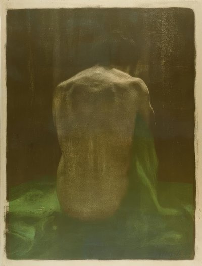 Weiblicher Rückenakt auf grünem Tuch von Käthe Kollwitz
