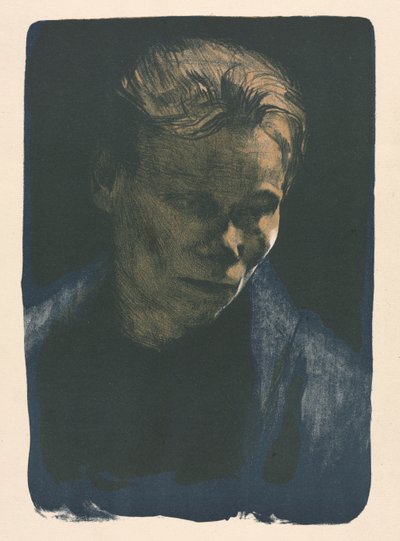 Arbeiterin mit blauem Schal von Käthe Kollwitz