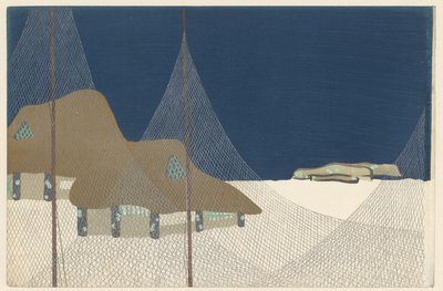 Fischerdorf, 1909 (Holzschnitt) von Kamisaka Sekka