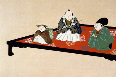 Japanische Familie im Innenraum von Kamisaka Sekka