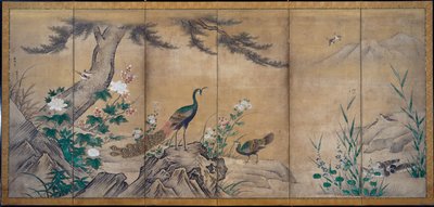 Vögel, Bäume und Blumen, späte 1500er Jahre von Kano Shoei