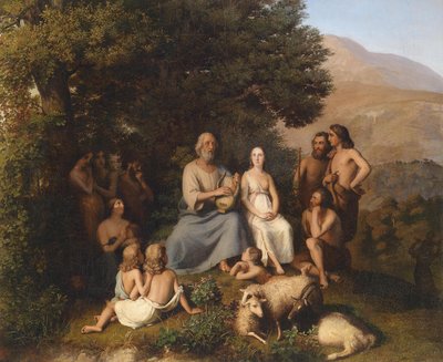 Homer singt im Kreis junger Griechen von Karl Becker
