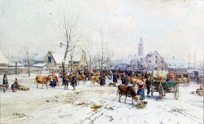 Ein Viehmarkt im Winter von Karl Stuhlmuller