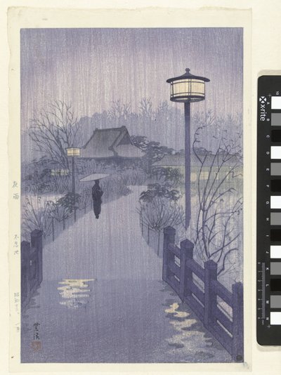 Abendregen am Shinobazu-Teich von Kasamatsu Shirô