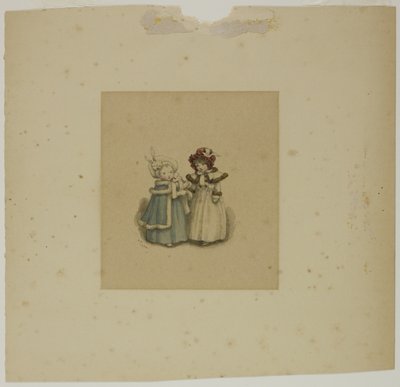 Zwei kleine Mädchen in Pelzbesetzten Mänteln von Kate Greenaway