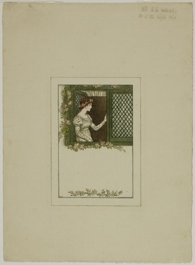 Frau am Gitterfenster von Kate Greenaway