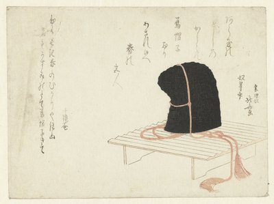 Eine Hofmütze auf einem Ständer von Katsushika Hokusai