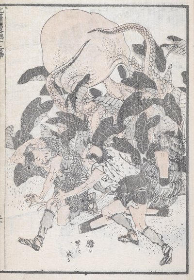 Ein Oktopus überwältigt zwei Menschen von Katsushika Hokusai