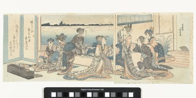 Kurtisanen, die den Herbstmond betrachten von Katsushika Hokusai