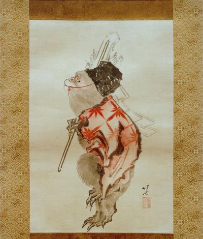 Dressierter Affe von Katsushika Hokusai