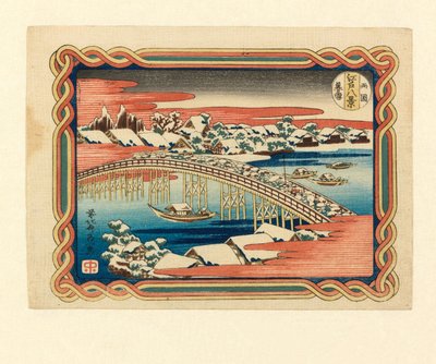 Abendlicher Schnee in Ryogoku, ca. 1833 (Holzschnitt) von Katsushika Hokusai