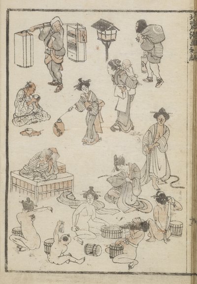 Japanisches Baden (Holzschnitt) von Katsushika Hokusai