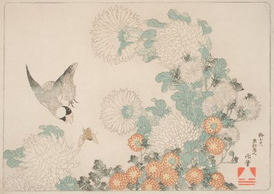 Kiku Ni Buncho Ni Kumabachi von Katsushika Hokusai