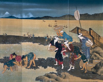 Muschelfischen von Katsushika Hokusai