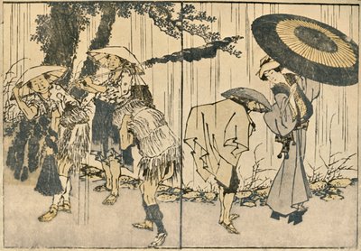 Menschen im Regen, 1819, 1924 von Katsushika Hokusai