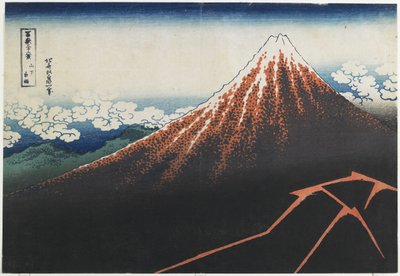Regensturm unter dem Gipfel, 1831-1834 von Katsushika Hokusai