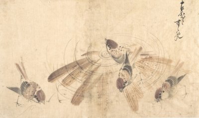 Sperlinge von Katsushika Hokusai