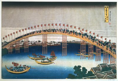 Temma-Brücke, Osaka, Japan, 1830 von Katsushika Hokusai