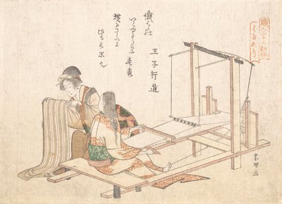 Die Weberei, ca. 1802 von Katsushika Hokusai