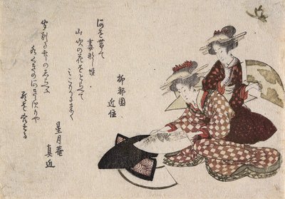 Frauen malen Fächer von Katsushika Hokusai