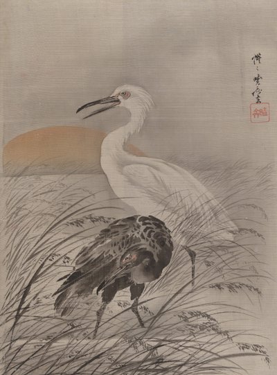 Kraniche im Sumpf, ca. 1887 von Kawanabe Kyosai