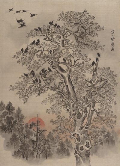 Krähenherde bei Morgengrauen von Kawanabe Kyosai