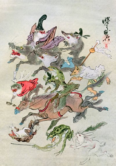 Jagd auf Tiere von Kawanabe Kyosai