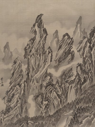 Felsige Landschaft, ca. 1887 von Kawanabe Kyosai