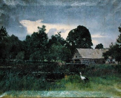 Landschaft mit einem Storch von Kazimierz Alchimowicz