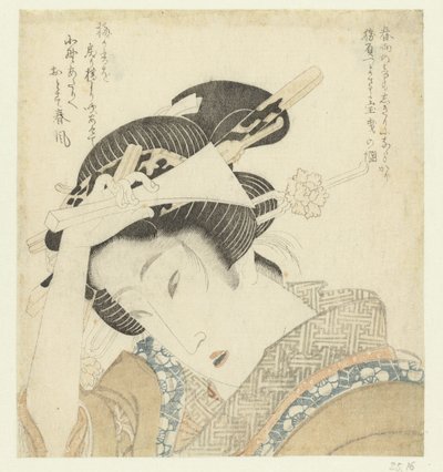 Geisha mit Plektrum von Keisai Eisen (attributed to)