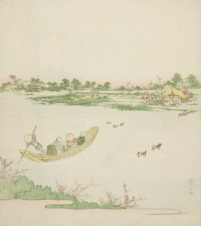 Eine Fähre überquert den Sumida-Fluss von Keisai Eisen