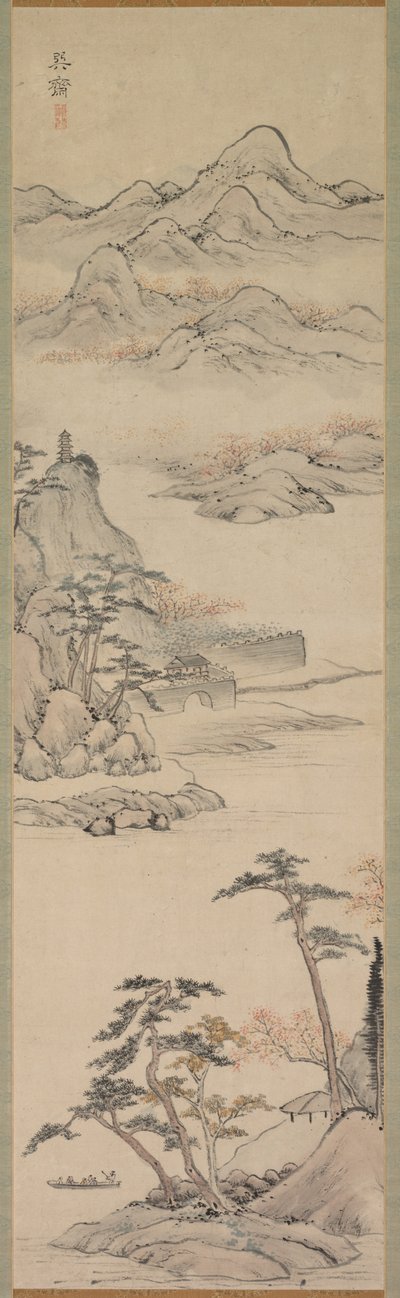 Landschaft mit Booten, späte 18. - frühe 19. Jahrhundert von Kenkado Kimura