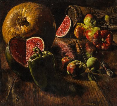 Geschnittene Melone und Kürbis von Kenneth Newton