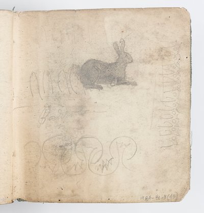 Skizzenbuchseite: Skizze eines Kaninchens von Kenyon Cox