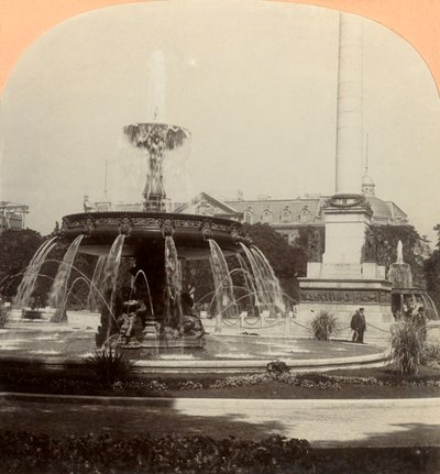 Königsplatz, Brunnen, Stuttgart, Deutschland, 1896 von Keystone View Company