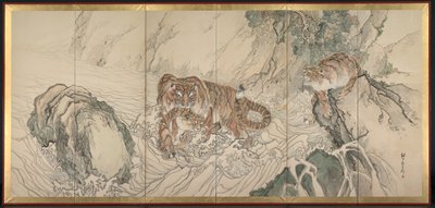 Tigerfamilie, frühes 19. Jahrhundert von Kishi Ganku