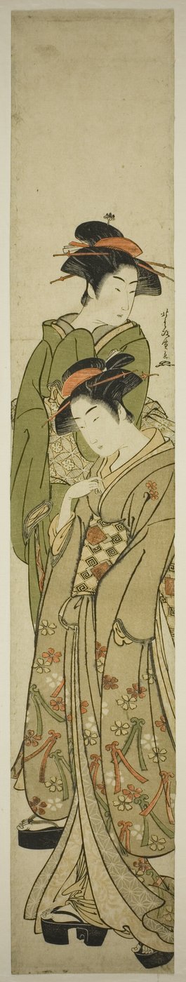 Zwei Frauen beim Spaziergang von Kitao Masanobu
