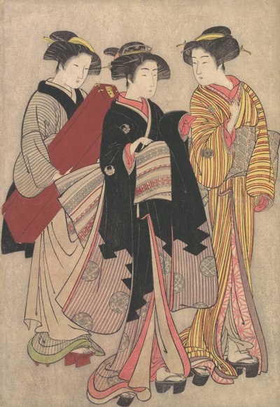Zwei Geishas beim Spazierengehen, 1739-1820 von Kitao Shigemasa