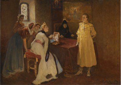 Xenia Godunova und Falscher Dmitri von Klavdiy Vasilievich Lebedev