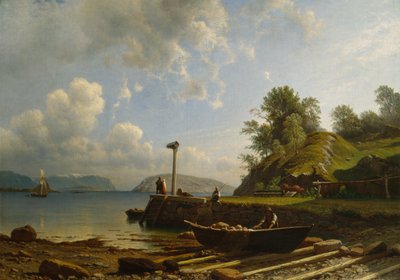 Küstenlandschaft mit Häusern von Knud Andreassen Baade