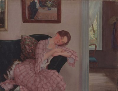 Eine schlafende Dame in Pink von Konstantin Andreevic Somov